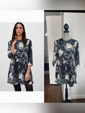 Aritzia Wilfred Myostasis Silk Blend Abstract Shift Dress. Pockets. XS/Small